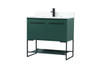 Elegant Decor VF42536MGN-BS 36 inch single bathroom vanity in green with backsplash