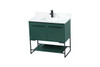Elegant Decor VF42536MGN-BS 36 inch single bathroom vanity in green with backsplash
