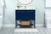 Elegant Decor VF42536MBL-BS 36 inch single bathroom vanity in blue with backsplash