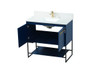 Elegant Decor VF42536MBL-BS 36 inch single bathroom vanity in blue with backsplash