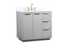 Elegant Decor VF19436GR-BS 36 inch single bathroom vanity in grey with backsplash