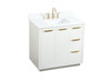 Elegant Decor VF19436WH-BS 36 inch single bathroom vanity in white with backsplash
