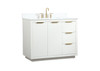 Elegant Decor VF19442WH-BS 42 inch single bathroom vanity in white with backsplash