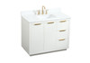 Elegant Decor VF19442WH-BS 42 inch single bathroom vanity in white with backsplash