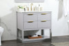 Elegant Decor VF19236GR-BS 36 inch single bathroom vanity in grey with backsplash