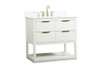 Elegant Decor VF19236WH-BS 36 inch single bathroom vanity in white with backsplash