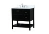 Elegant Decor VF16432BK-BS 32 inch single bathroom vanity in black with backsplash