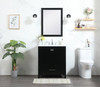 Elegant Decor VF18830BK-BS 30 inch single bathroom vanity in black with backsplash