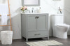 Elegant Decor VF18830GR-BS 30 inch single bathroom vanity in grey with backsplash