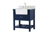 Elegant Decor VF60130BL-BS 30 inch single bathroom vanity in blue with backsplash