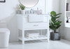 Elegant Decor VF60136WH-BS 36 inch single bathroom vanity in white with backsplash