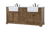 Elegant Decor VF60272DDW 72 inch double bathroom vanity in driftwood Elegant Decor VF60272DDW 72 inch double bathroom vanity in driftwood