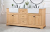 Elegant Decor VF60272DNW 72 inch double bathroom vanity in natural wood