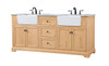 Elegant Decor VF60272DNW 72 inch double bathroom vanity in natural wood