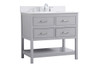 Elegant Decor VF19036GR-BS 36 inch single bathroom vanity in gray with backsplash