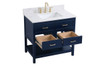Elegant Decor VF19036BL-BS 36 inch single bathroom vanity in blue with backsplash