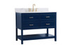 Elegant Decor VF19042BL-BS 42 inch single bathroom vanity in blue with backsplash