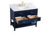 Elegant Decor VF19042BL-BS 42 inch single bathroom vanity in blue with backsplash