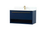 Elegant Decor VF43536MBL-BS 36 inch single bathroom vanity in blue with backsplash