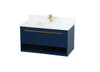 Elegant Decor VF43536MBL-BS 36 inch single bathroom vanity in blue with backsplash