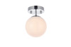 Living District LD2451C Mimi six inch dual flush mount and bath sconce in chrome with frosted glass