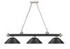 Z-LITE 2306-3MB-BN-SMB 3 Light Billiard, Matte Black + Brushed Nickel