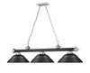 Z-LITE 2306-3MB-BN-SMB 3 Light Billiard, Matte Black + Brushed Nickel