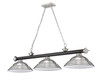 Z-LITE 2306-3MB-BN-SBN 3 Light Billiard, Matte Black + Brushed Nickel