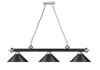 Z-LITE 2306-3MB-BN-MB15 3 Light Billiard, Matte Black + Brushed Nickel