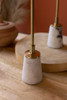 KALALOU NTK1006 SET OF THREE BRASS TAPER CANDLE HOLDERS WITH MARBLE BASES