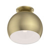 LIVEX LIGHTING 40800-01 1 Light Antique Brass Flush Mount