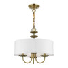 LIVEX LIGHTING 42983-01 3 Light Antique Brass Pendant Chandelier