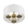 LIVEX LIGHTING 42987-01 3 Light Antique Brass Semi-Flush Mount