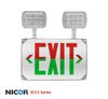 NICOR ECL51UNVWHG2 ECL5 Series LED Wet Location Emergency Exit Sign with Adjustable Light Heads, Green Lettering