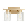 Quorum 501-2-280 Ladin 2-Light Vanity Light,Aged Brass W/ Clear Glass