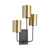 Quorum 557-3-6980 Harmony 3-Light Wall Mount,Textured Black W/ Aged Brass