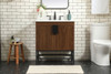 Elegant Decor VF48830MWT-BS 30 inch single bathroom vanity in walnut with backsplash