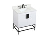 Elegant Decor VF48830MWH-BS 30 inch single bathroom vanity in white with backsplash