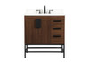 Elegant Decor VF48832MWT-BS 32 inch single bathroom vanity in walnut with backsplash