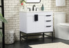 Elegant Decor VF48832MWH-BS 32 inch single bathroom vanity in white with backsplash