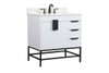 Elegant Decor VF48832MWH-BS 32 inch single bathroom vanity in white with backsplash