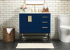 Elegant Decor VF48836MBL-BS 36 inch single bathroom vanity in blue with backsplash