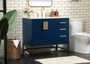Elegant Decor VF48836MBL-BS 36 inch single bathroom vanity in blue with backsplash