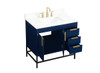 Elegant Decor VF48836MBL-BS 36 inch single bathroom vanity in blue with backsplash