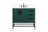 Elegant Decor VF48836MGN-BS 36 inch single bathroom vanity in green with backsplash