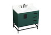 Elegant Decor VF48836MGN-BS 36 inch single bathroom vanity in green with backsplash
