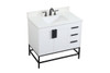 Elegant Decor VF48836MWH-BS 36 inch single bathroom vanity in white with backsplash