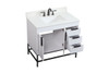 Elegant Decor VF48836MWH-BS 36 inch single bathroom vanity in white with backsplash