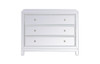 Elegant Decor MF72019WH 40 inch mirrored three drawer cabinet in white