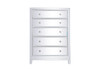 Elegant Decor MF72026WH 34 inch mirrored five drawer cabinet in white